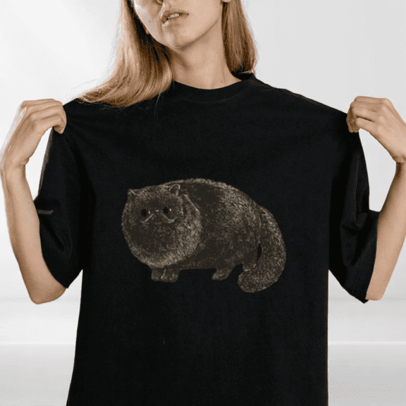 Black Cat Cat Cute Feline Pet Silhouette Art Graphic Cotton Tee Shirt,for unisex up to 5XL