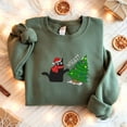 thumbnail image 1 of Black Cat Christmas Tree Embroidered SweatShirt, Cat Lover Holiday Sweatshirt, Cute Cat Christmas Shirt, Cats Xmas Lights T-Shirt, 1 of 5