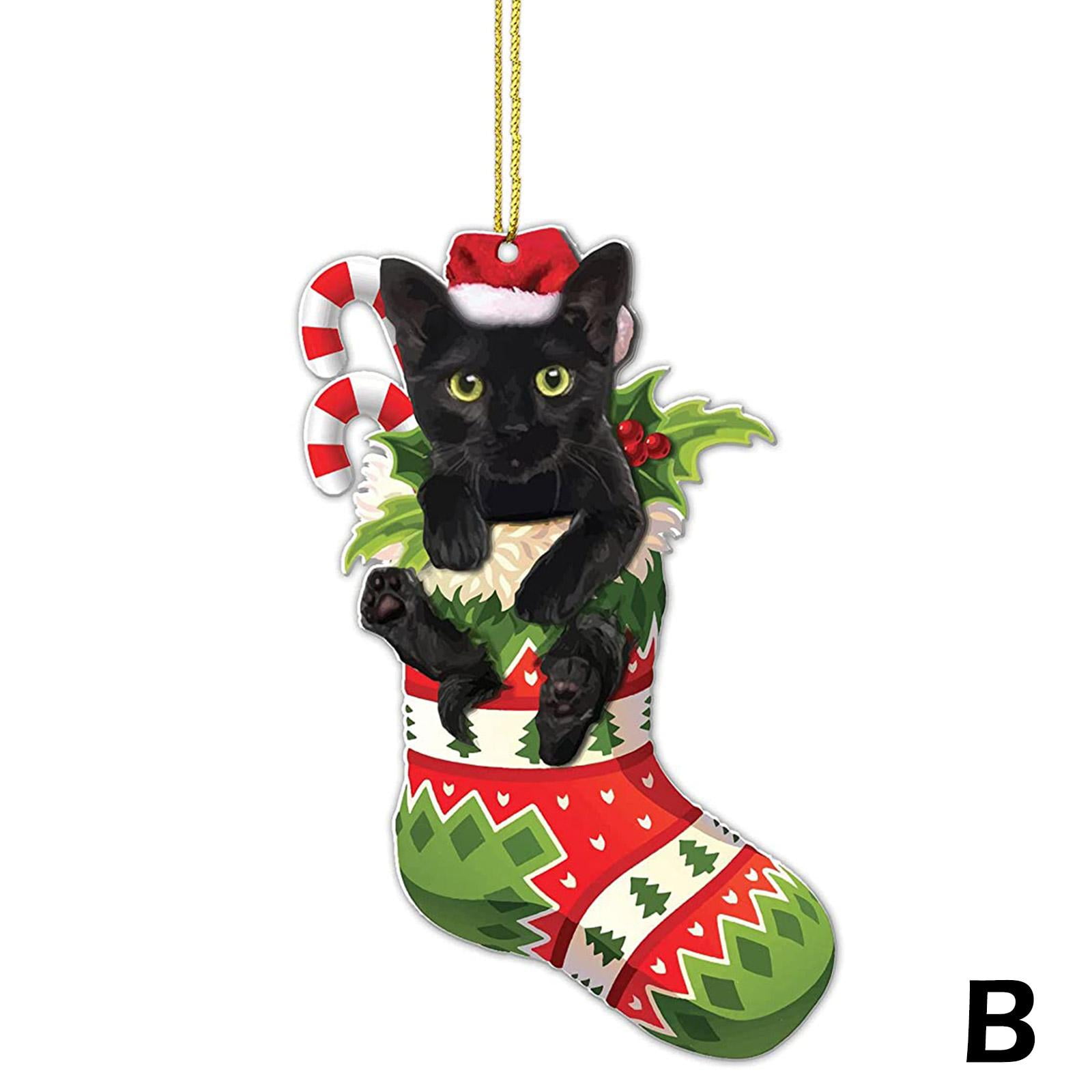 Black Cat Christmas Tree Hanging Ornament Cat Lovers 2022 Gift J6X5 De
