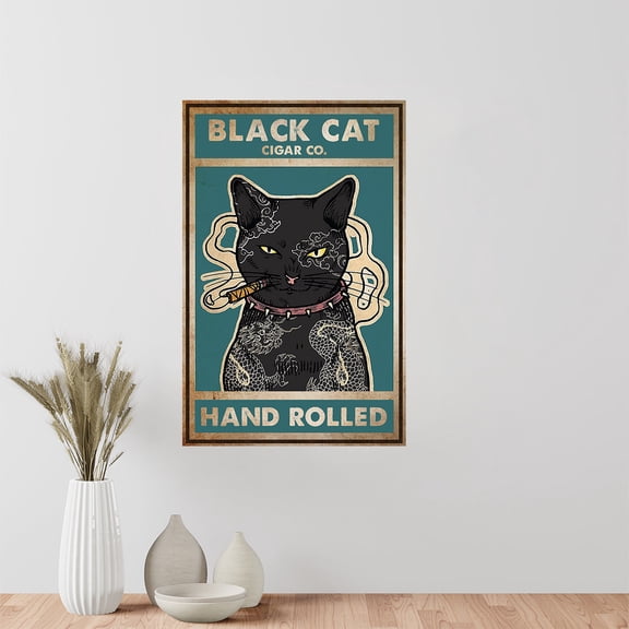 Black Cat Cigar Co Hand Rolled Vintage Poster Black Cat Poster Gift for cat dad cat mom 11 x 17 Inch Poster