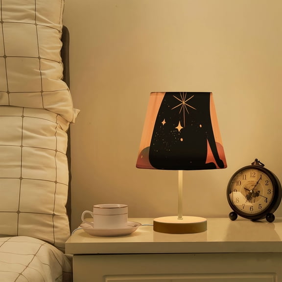 Black Cat Clouds Stars LED Desk Lamp Table Lamp USB Bedside Nightstand Small Lamp for Bedroom Living Room Kids Room
