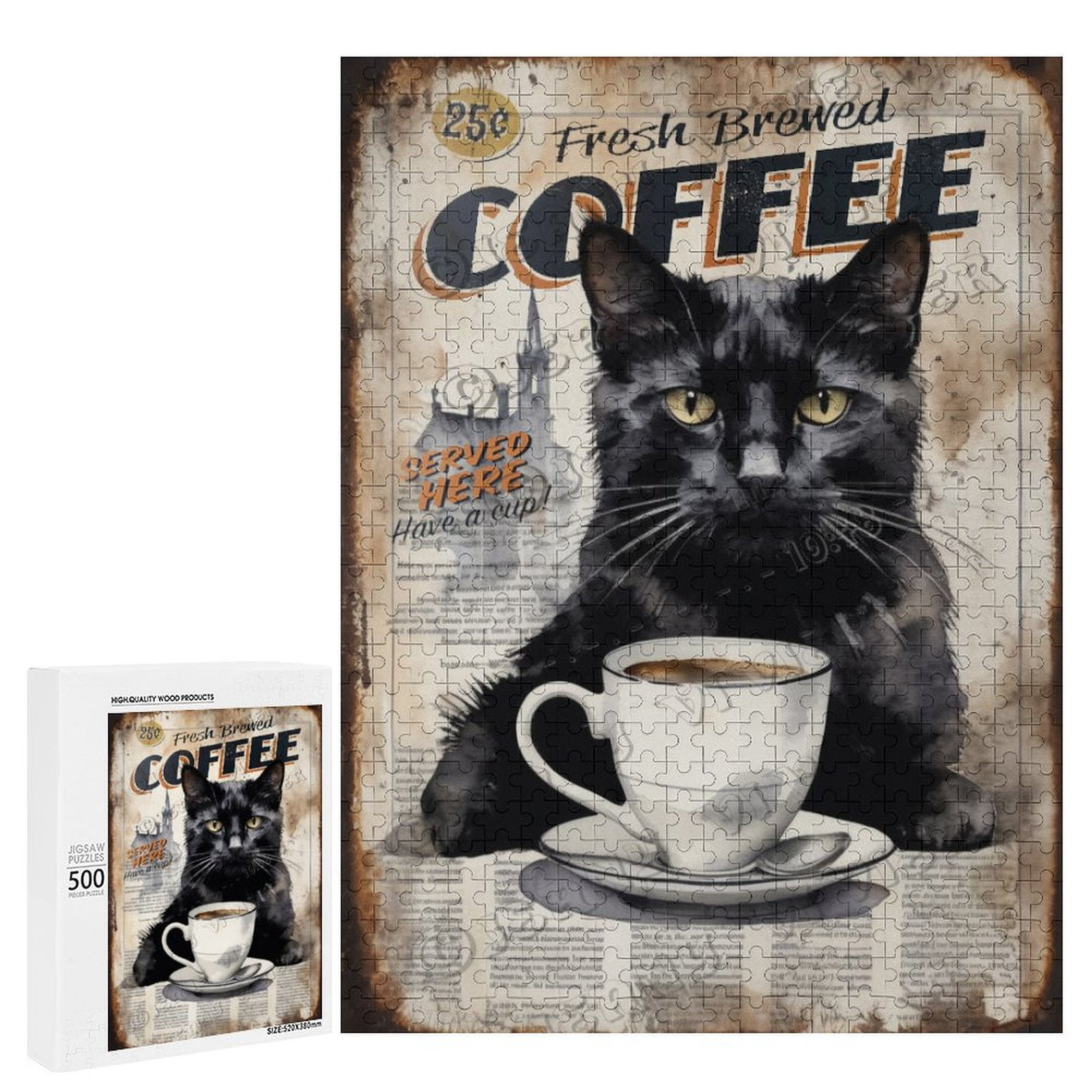Targa In Metallo Vintage Fresh & Hot Coffee - Dimensioni 20.3x30.5 Cm