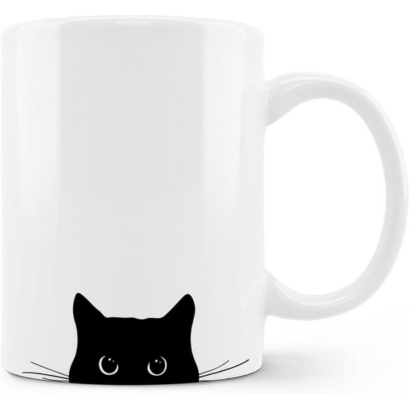 Black Cat Coffee Mug – 11oz Ceramic Gift Cup for Cat Lovers, Women & Girls