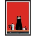 thumbnail image 1 of Black Cat Coffee Poster, Red Kitchen Wall Art, Funny Minimalist Cat Print, Moka, Matte Canvas Stretched, Posters for Room Bedroom Living Room Bathroom Wall Decor, Posters & Art Prints, Gift., 1 of 7