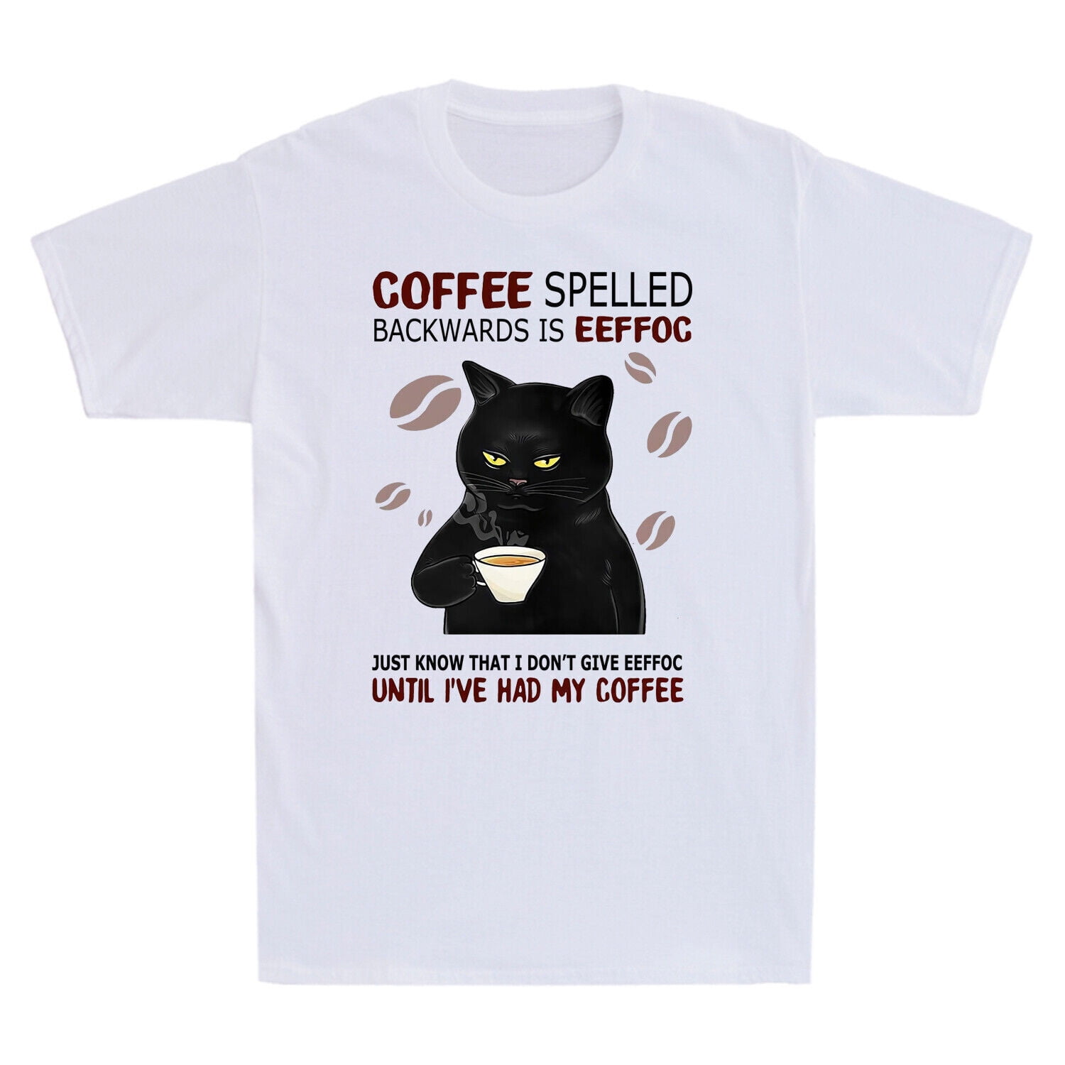 BlackCat Coffee Spelled Backwards Is Eeffoc Vintage Men's Short Sleeve