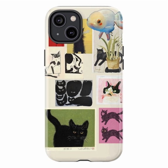 Black Cat Collage Phone Case, Assorted Feline Art Print Patchwork Style Cover for iPhone 17 16 15 14 13 12 11 Pro Plus Max Mini