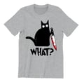 thumbnail image 1 of Black Cat Creepy Crazy Eyes Halloween Shirt Unisex Men's T-shirt, 3XL, H. Grey, 1 of 6