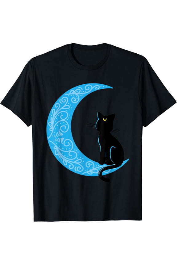 Black Cat Crescent Moon Sailor Mum T-Shirt