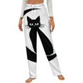 thumbnail image 1 of Black Cat Crescent Moon Winter Female Pants Flannel High Waist Women Pants Lady Warm Straight Leg Plush Trousers, 1 of 7