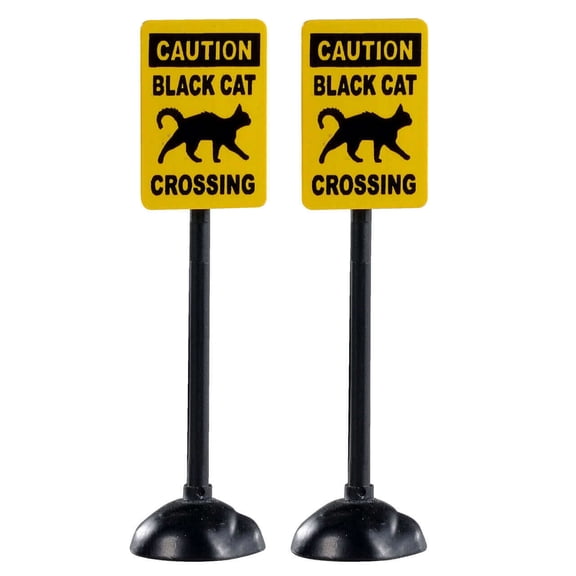 Black Cat Crossing Street Sign (Set of 2)