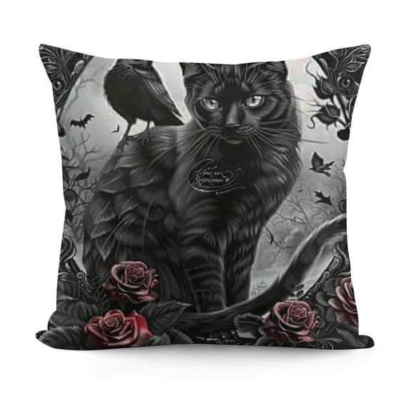 Black Cat Crow Metal Tin Sign,Easily Distracted by Cats and Ravens Room Decor Metal Wall Decoration Retro Bar Sign Home Kitchen People Cave Living Room Decoration Gift