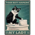 thumbnail image 1 of Black Cat Decor Funny Bathroom Sign Gothic Decor Medieval Tuxedo Cat Wall Art Your Butt Napkins My Lady Poster for Coffee Bar Club Bathroom Home Wall Decoration Sign 12x16 Inch, 1 of 6