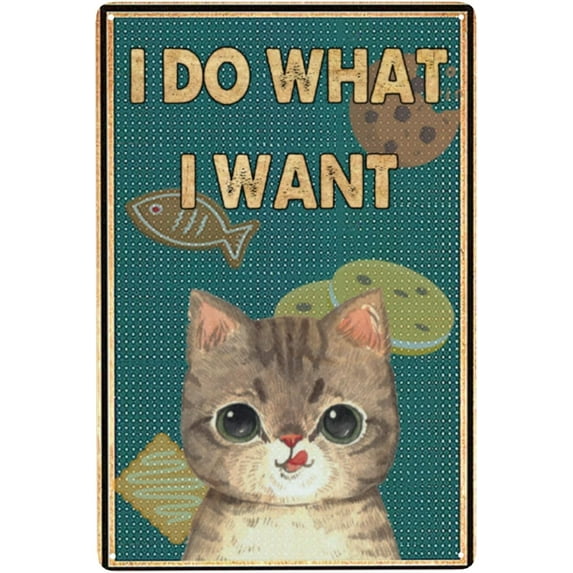 Black Cat Decor I Do What I Want Tin Sign Art Vintage Funny Bathroom Garden Home Decor