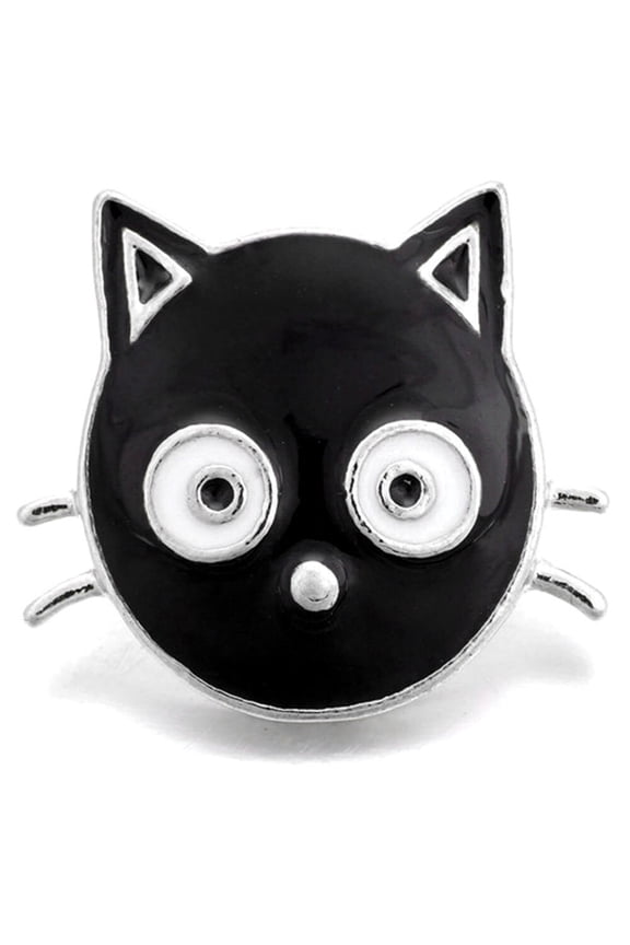 Snap Jewelry 18MM Black Cat Enamel Ginger Charm for Interchangeable Accessories