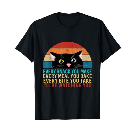 Black Cat Every Snack You Make Retro Cat T-Shirt