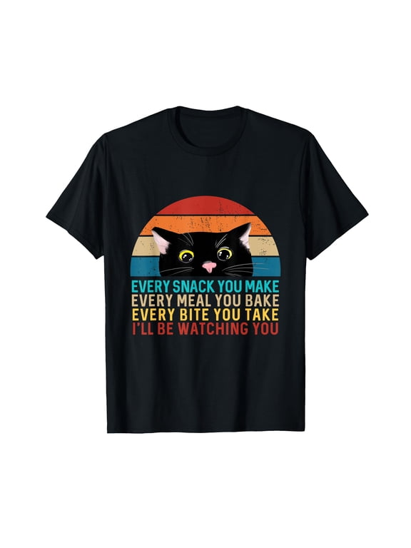 Black Cat Every Snack You Make Retro Cat T-Shirt