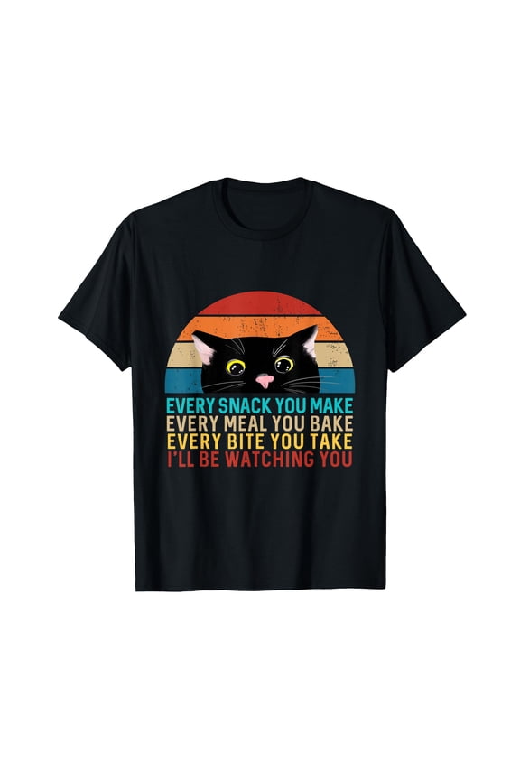 Black Cat Every Snack You Make Retro Cat T-Shirt