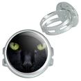 thumbnail image 1 of Black Cat Eyes - Halloween Silver Plated Adjustable Novelty Ring, 1 of 1