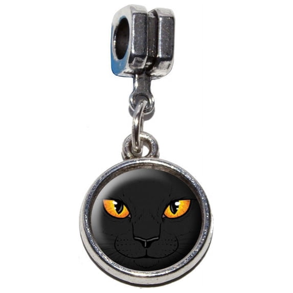 Black Cat Face - Pet Kitty Halloween European Style Bracelet Charm