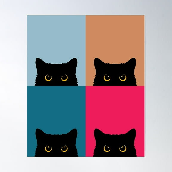 Black Cat Face Pop Art Andy Warhol Poster Wall Art, Modern Wall Decor For Living Room Bedroom, 8x12 UNFRAMED