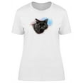 thumbnail image 1 of Black Cat Face Watercolor  T-Shirt Women -Image by Shutterstock, Female Large, 1 of 2