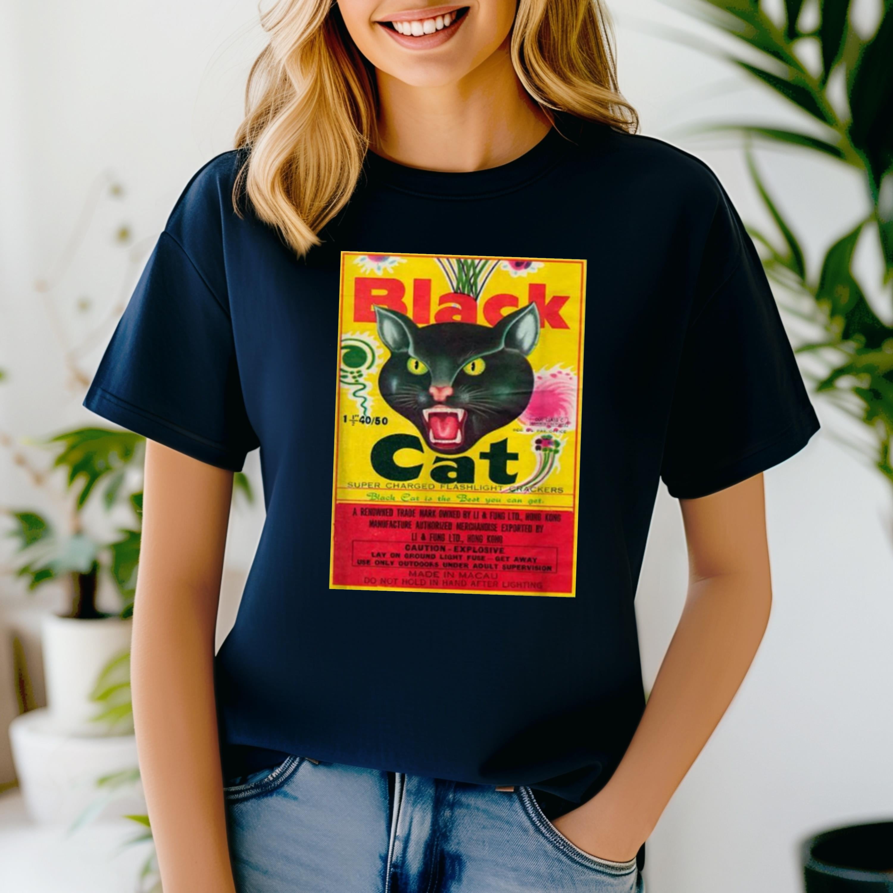 Black Cat Firecrackers T shirt The unisex soft style T Shirt Beautiful