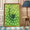 thumbnail image 1 of Black Cat Floral Art Print, Whimsical Green Nursery Wall Decor Home Decor #2218, Unframed Poster Size 8x12, 1 of 4
