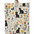 thumbnail image 1 of Black Cat Flower Blanket for Kids Women Men, Flannel Black Cat Flower Blankets Gifts, Black Cat Flower Throw Blanket for Sofa Couch Bed Living Room Soft Warm Cozy Black Cat Flower Decor 50" x 60", 1 of 7
