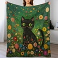thumbnail image 1 of A Black Cat in The Flower Garden Cozy Flannel Throw 50"x60" Black Cat And Watercolor Flower Luxury Velvet Super Soft for Couch Bed Living Room Throw Blanket Novelty Unique Ideas Gifts Blankets, 1 of 8