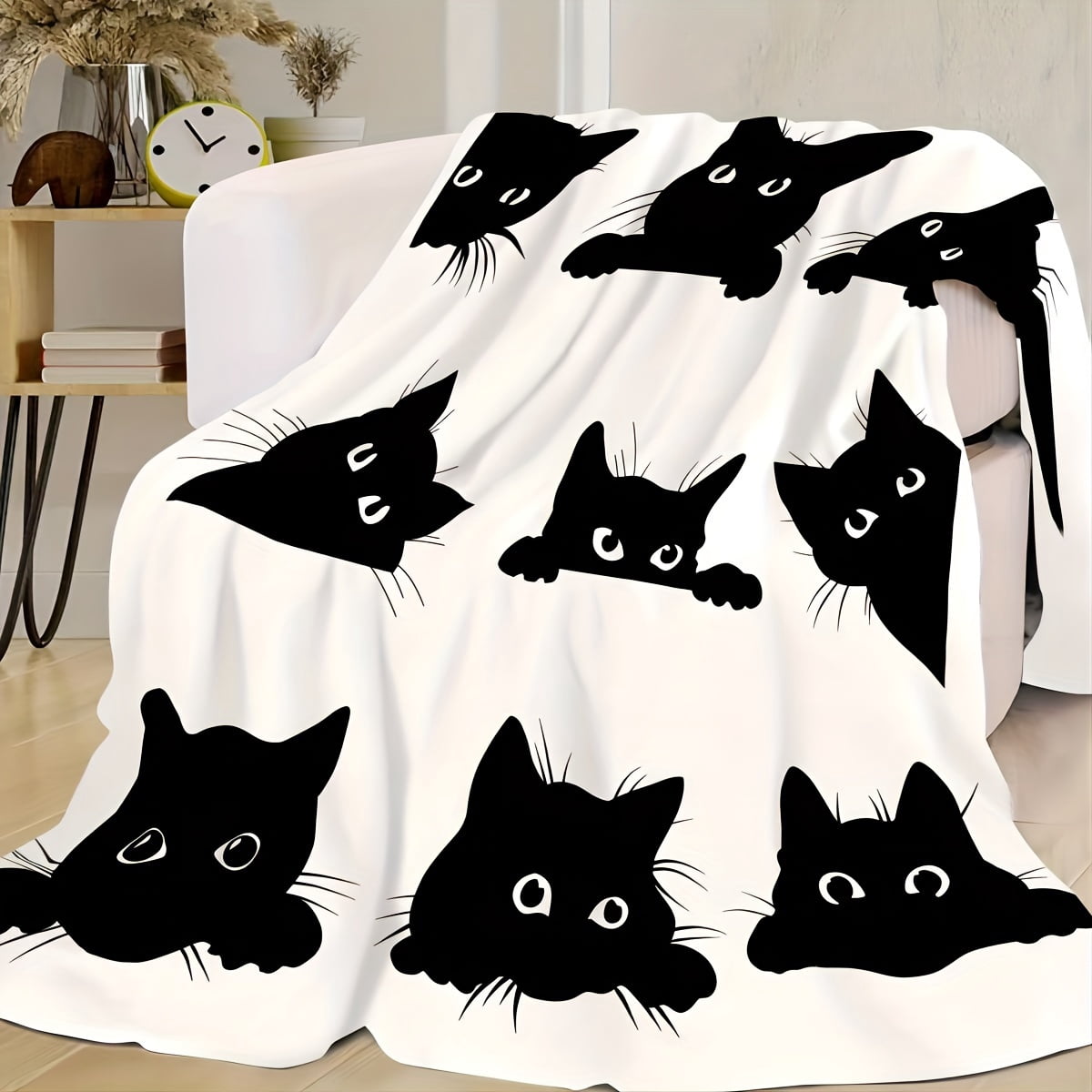 Black Cat, Fluffy Blanket, Air Conditioning Blanket, Sofa Throw ...