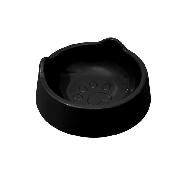 Black Cat Food Bowl Large Capacity Raised Pet Dish Cute Drinking Bowl Pet Supplies Pet Rice Bowl Neck Protection Plastic Material Black