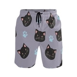 Black Cat Footprint Pattern Mens Swim Trunks Quick Dry Board Shorts ...