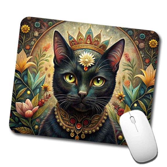 Black Cat French Bohemian Art Mouse Pad Low Profile Gaming Mat