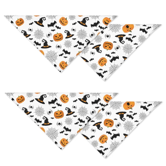 Black Cat Full Moon Gothic Dog Bandana Set of 2, Halloween Artwork Adjustable Pet Scarf with Vintage Design