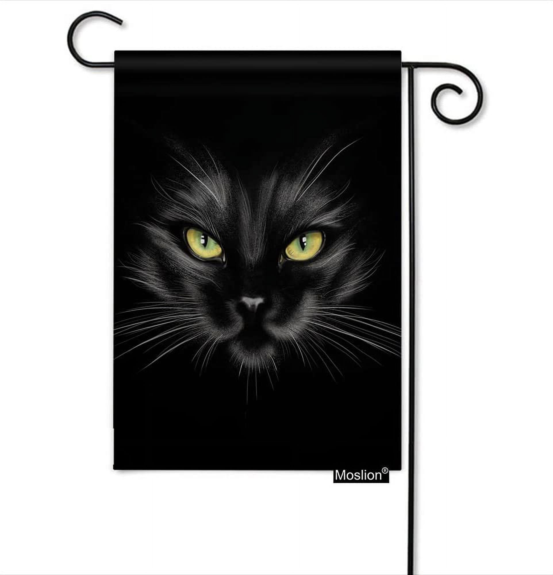 Black Cat Garden Flags Double Sided Portrait of Kitten with Yellow Eyes