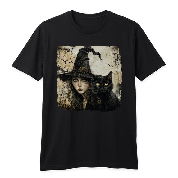Black Cat Gothic Witch T-Shirt Dark Magic Aesthetic Graphic Tee ...