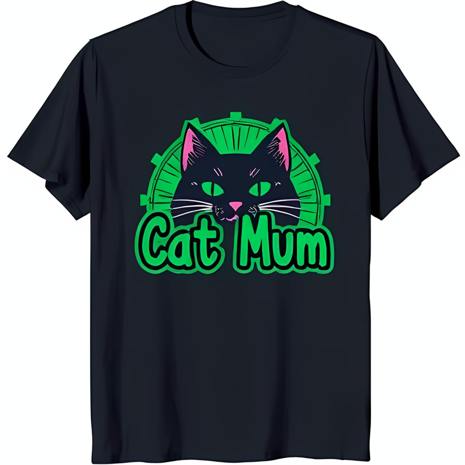 Black Cat Graphic TShirt for Cat Mums Cute Black Cat with Pink Ears