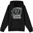 thumbnail image 1 of Black Cat Grim Reapurr Adult Black Long Sleeve Hoodie-Medium, 1 of 3