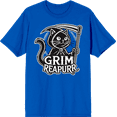thumbnail image 1 of Black Cat Grim Reapurr Adult Royal Blue Crew Neck Short Sleeve Tee-Medium, 1 of 2