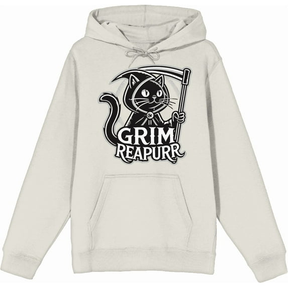 Black Cat Grim Reapurr Adult Sand Long Sleeve Hoodie-Large