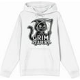 thumbnail image 1 of Black Cat Grim Reapurr Adult White Long Sleeve Hoodie-Medium, 1 of 3