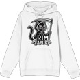thumbnail image 1 of Black Cat Grim Reapurr Adult White Long Sleeve Hoodie-Small, 1 of 3