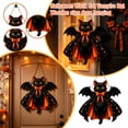 thumbnail image 1 of Black Cat Halloween Decor Wooden Hanging Sign, Spooky Bat Wall Art for Gothic Home Accent, Halloween Party Decorations 12 Inch, 1 of 7