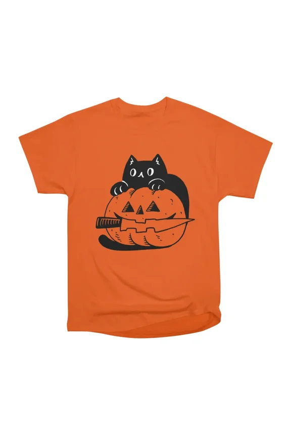 Black Cat Halloween Jack o lantern T-Shirt Tee Gift For Him Merch For Her Apparel For Frie