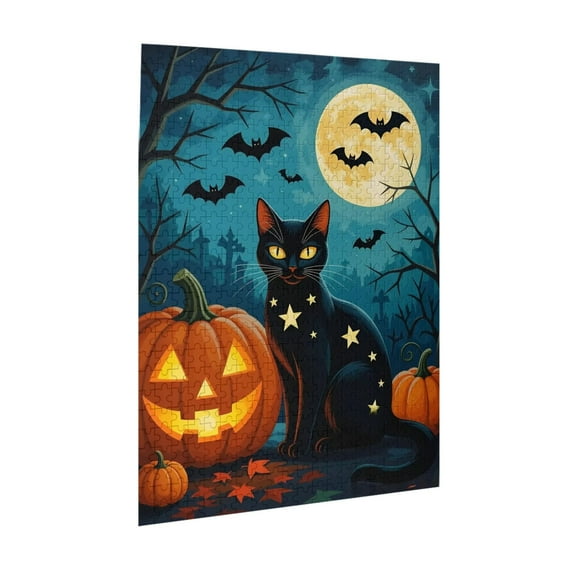 Black Cat Halloween Jigsaw Puzzles 500 Pieces For Adults Magic Cat Black cat halloween jigsaw puzzles 500 pieces for adults magic cat