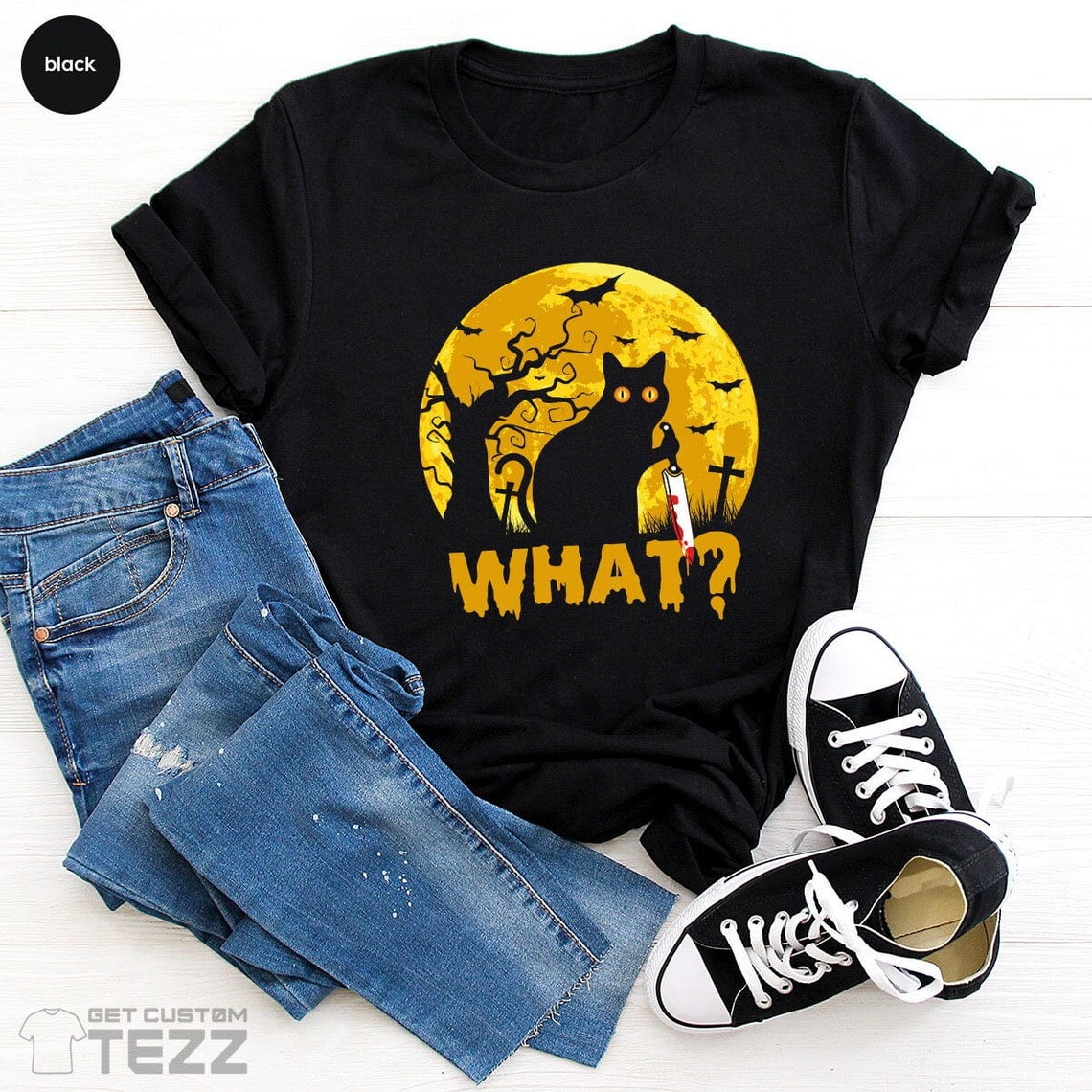 Black Cat Halloween Shirt, Cat What Shirt, Funny Black Cat Shirt, Funny