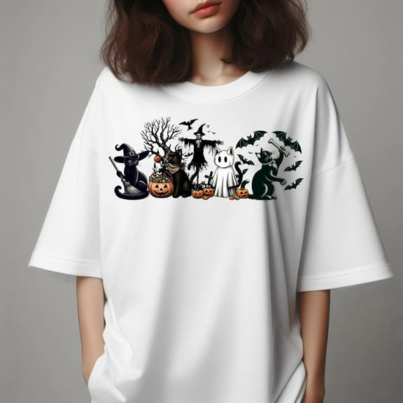 Black Cat Halloween Shirt, Ghost Cat Shirt, Halloween Shirt, Halloween Cat Shirt, Fall Shirt, Retro Halloween Shirt, Spooky Season Shirt, Funny Halloween Tee, Spooky Cat Shirt