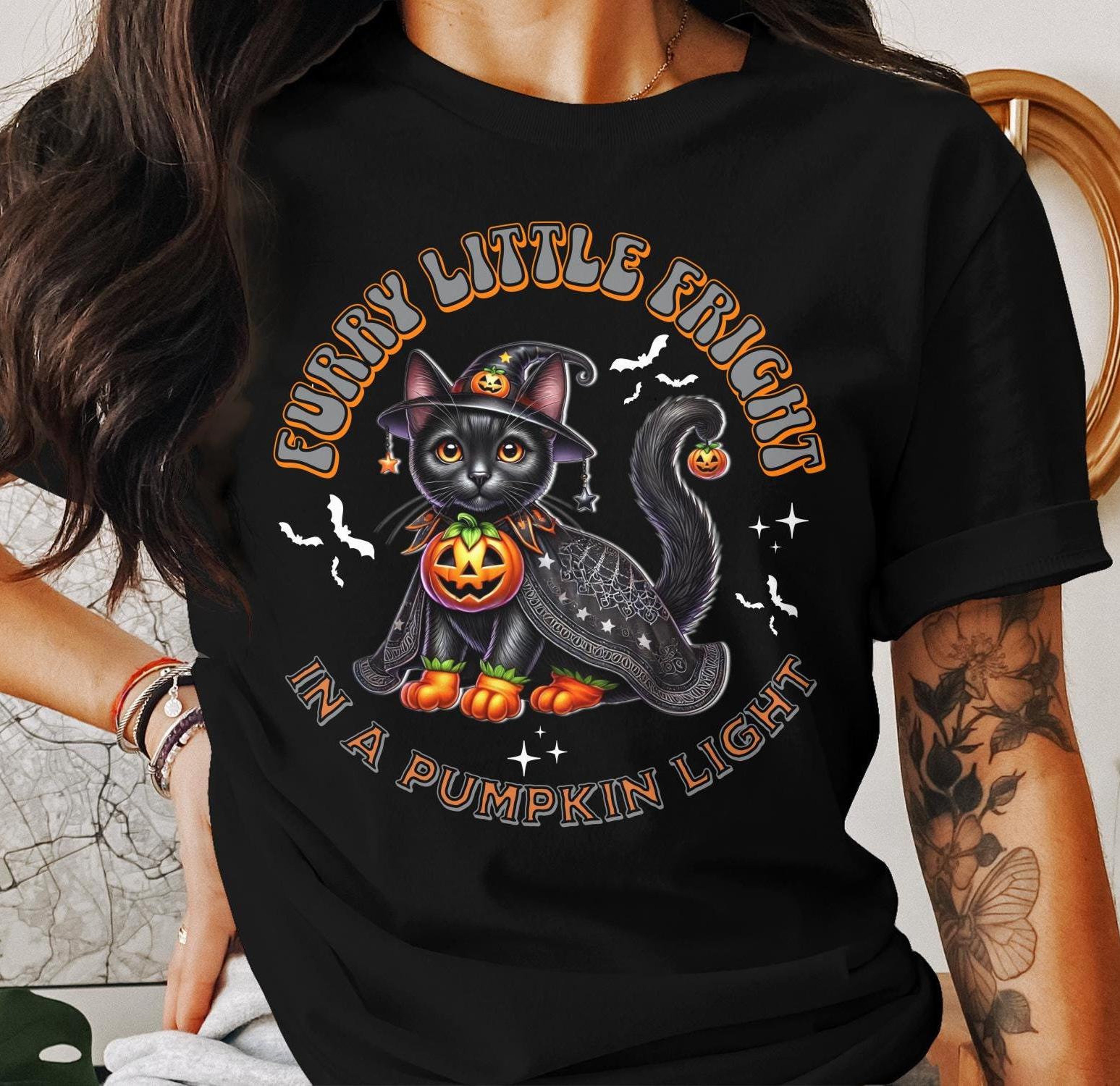 Black Cat Halloween Shirt, Trick Or Treat TShirt, Cute Cat Costume Tee