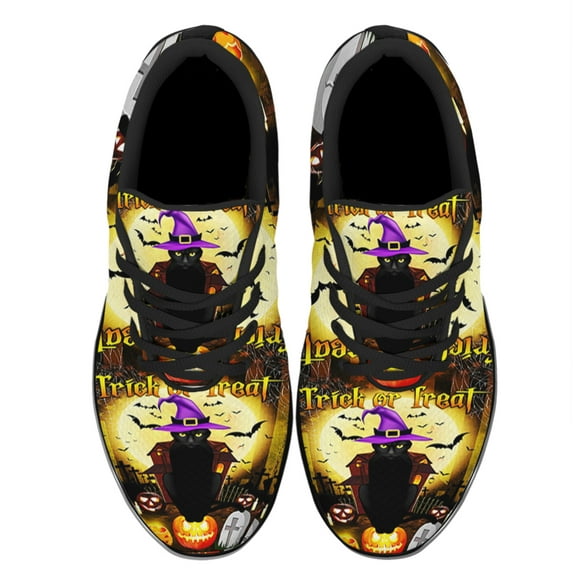 Black Cat Halloween Shoes Women's Fashion Sneakers Tennis Running Shoes for Men Women Black Size 9