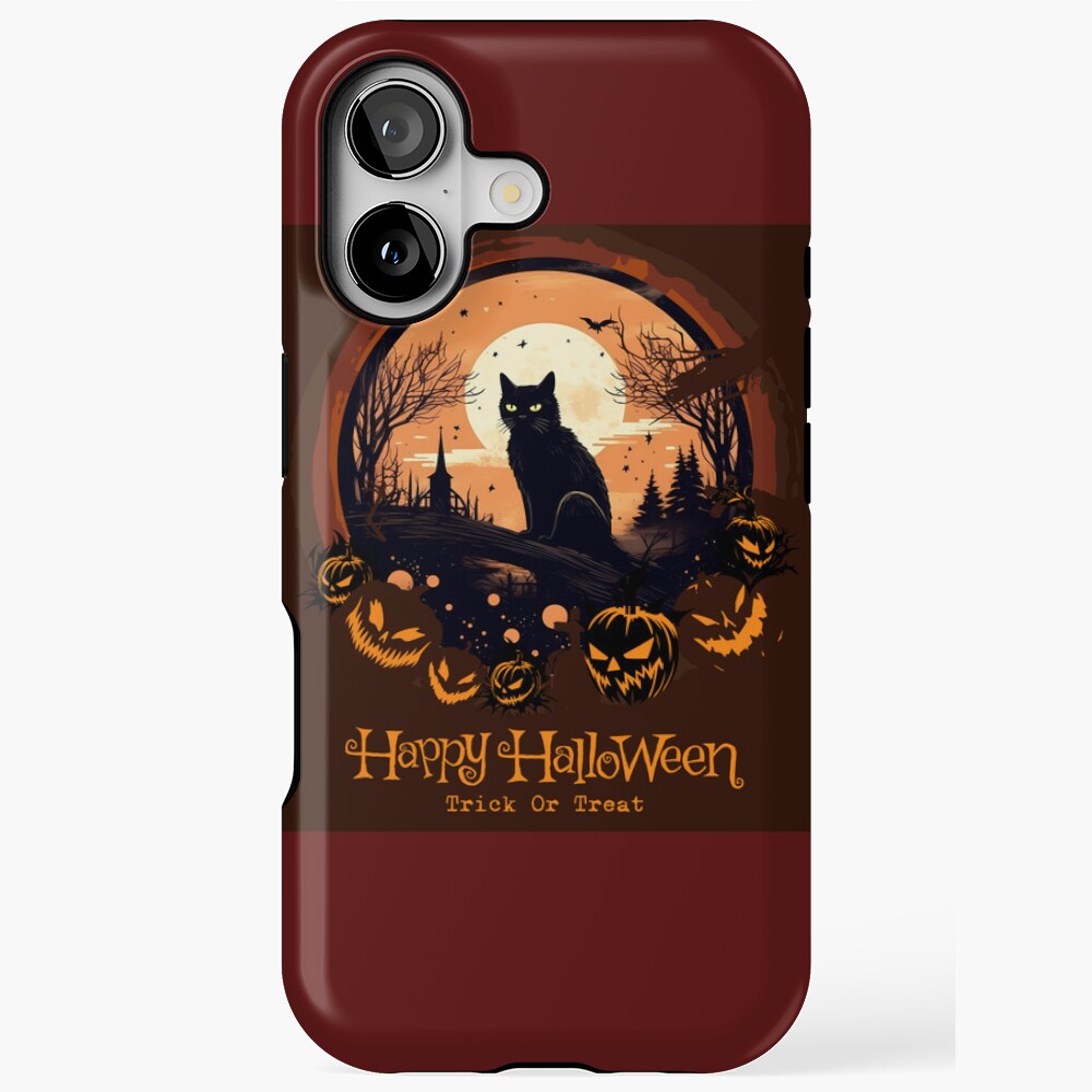 Black Cat Halloween Witch Illustration iPhone 17 to 11 Pro Max Tough ...